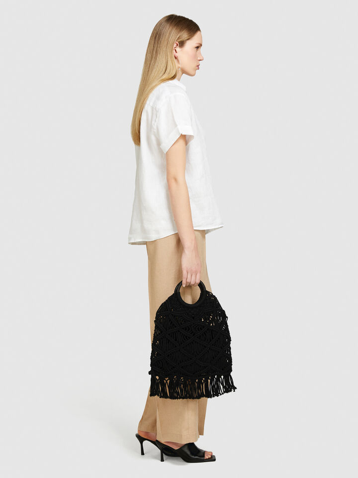 Short sleeve 100% linen shirt - women's shirts - White | Sisley image number 2